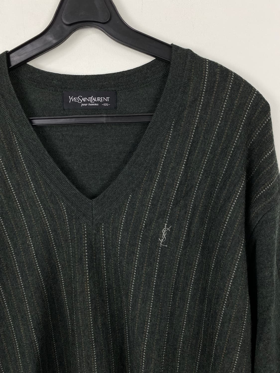 입생로랑 YSL 스트라이프 브이넥 울 니트 XL 상품이미지3