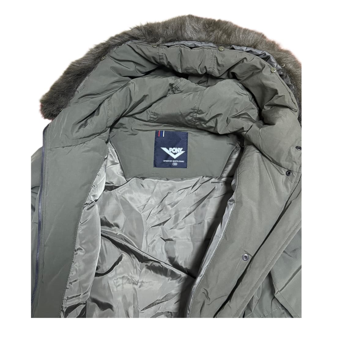 빈티지 PONY 핑크카키퍼 후드 롱 패딩 코트 상품이미지7