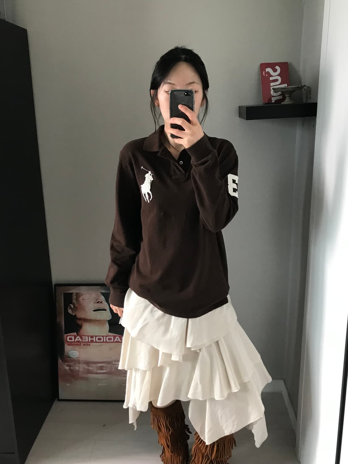 대장급 폴로 랄프로렌 빅포니로고 브라운 긴팔 카라티 상품이미지1