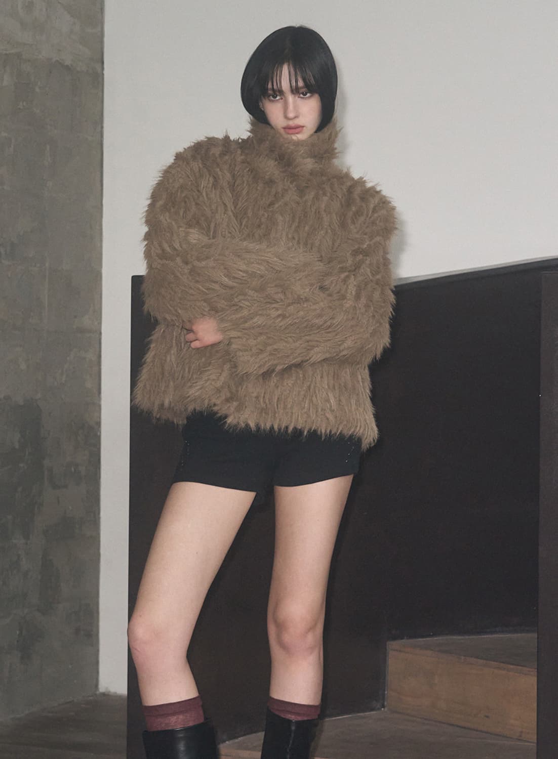 리버시블 시어링 퍼 자켓 [MOCHA] 상품이미지1