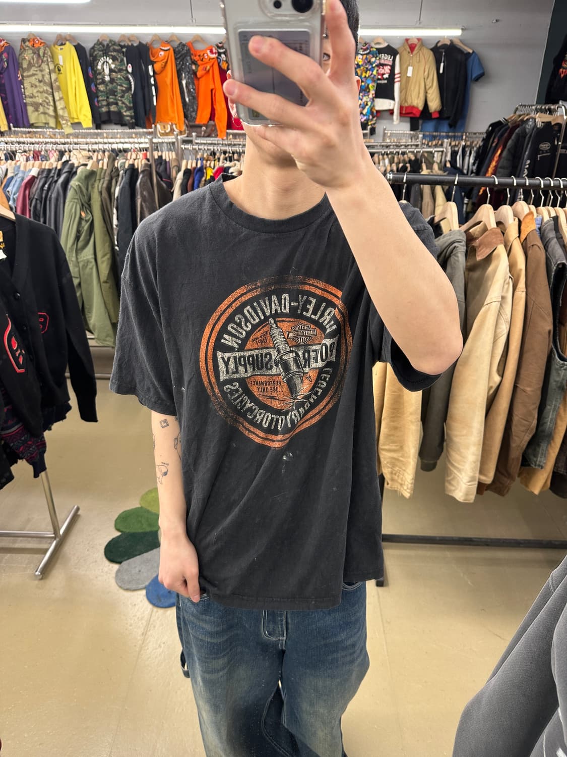 할리데이비슨 그레이 프린팅 반팔T 상품이미지2