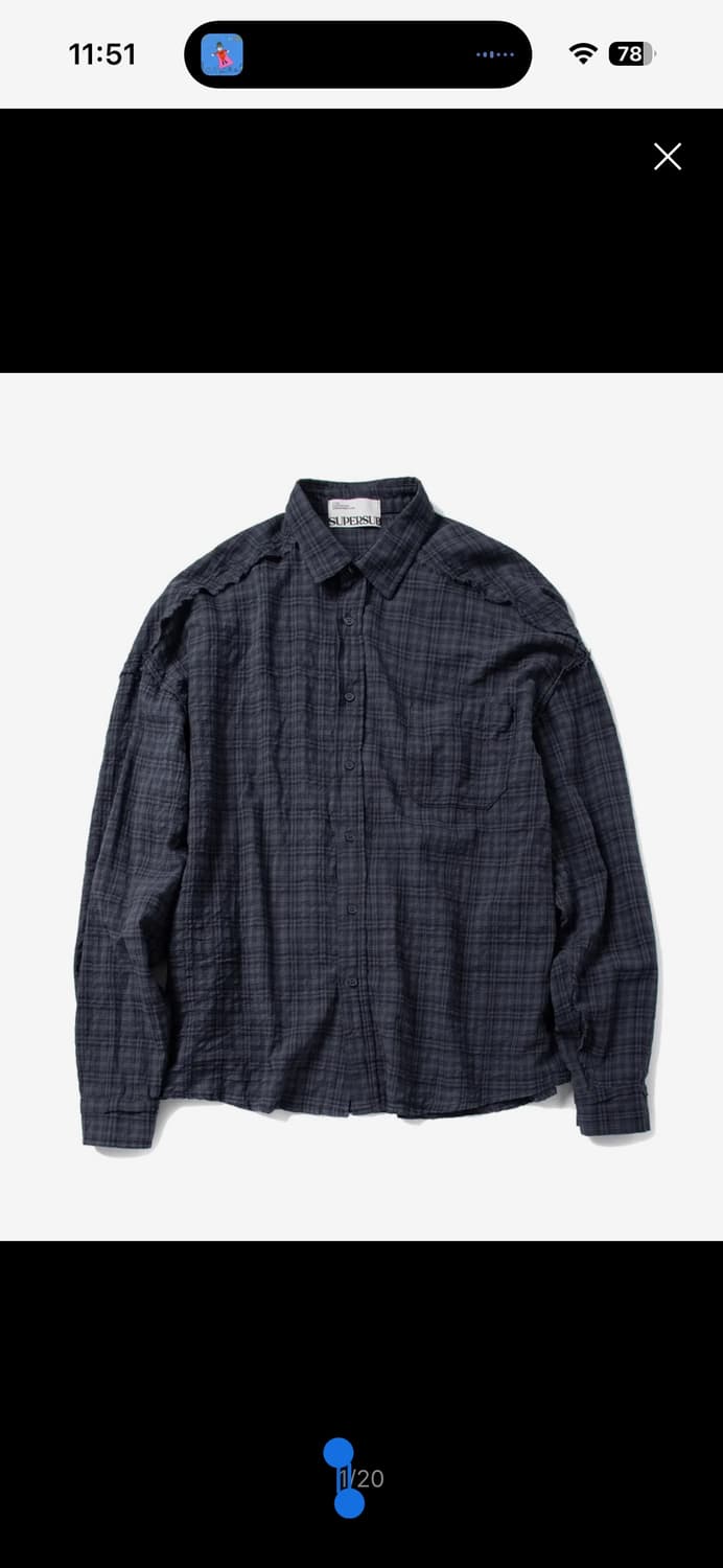 (L)슈퍼서브 컷 오프 그런지 체크셔츠 판매 상품이미지1