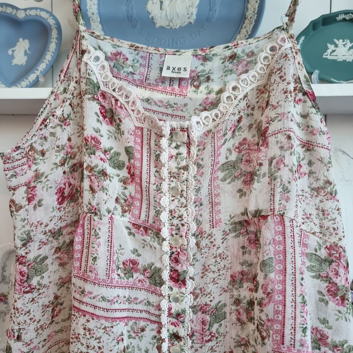 axes femme(악세즈 팜) 장미 플라워 레이스 나시 튜닉 상품이미지2