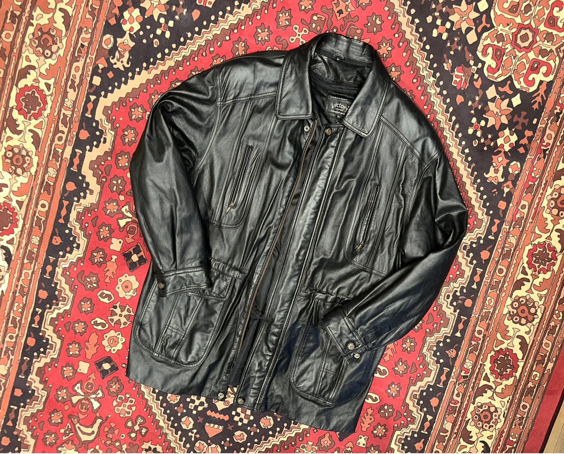 ( XL-2XL ) 가죽코트 가죽하프 가죽카코트 레더자켓 아메카지  상품이미지1