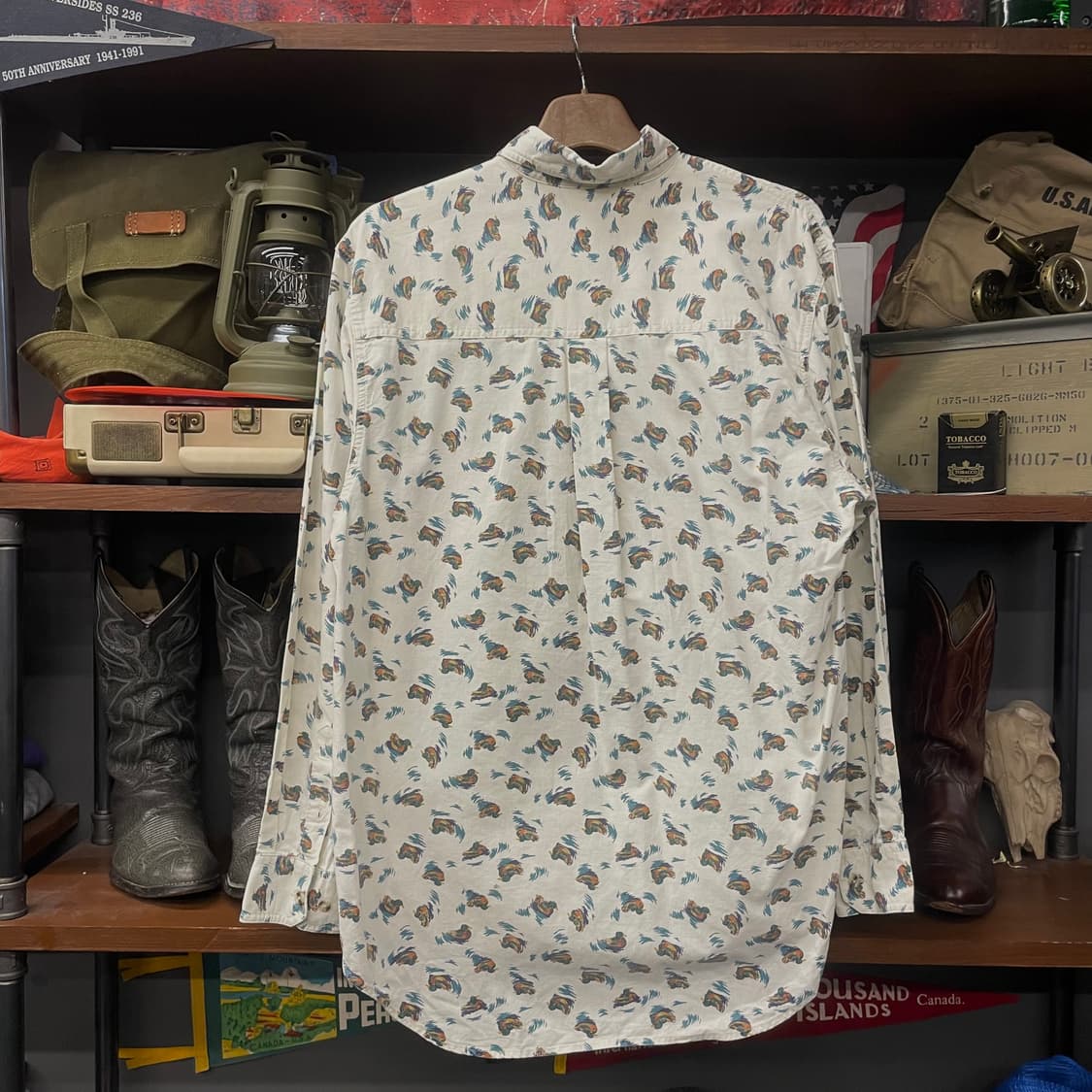 90s 랭글러 러기드 웨어 청둥오리 애니멀 패턴 포켓 셔츠 N297 상품이미지2