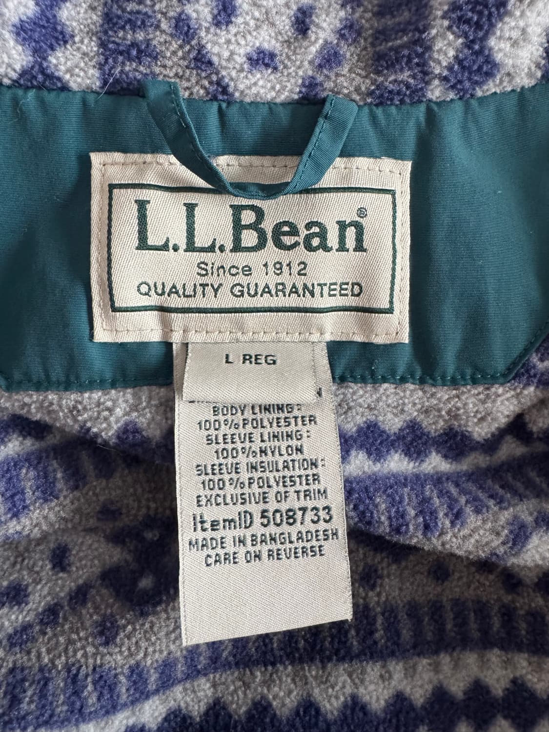 [L] 엘엘빈 ll bean 아즈텍 라이닝 웜업 자켓 그린 상품이미지6