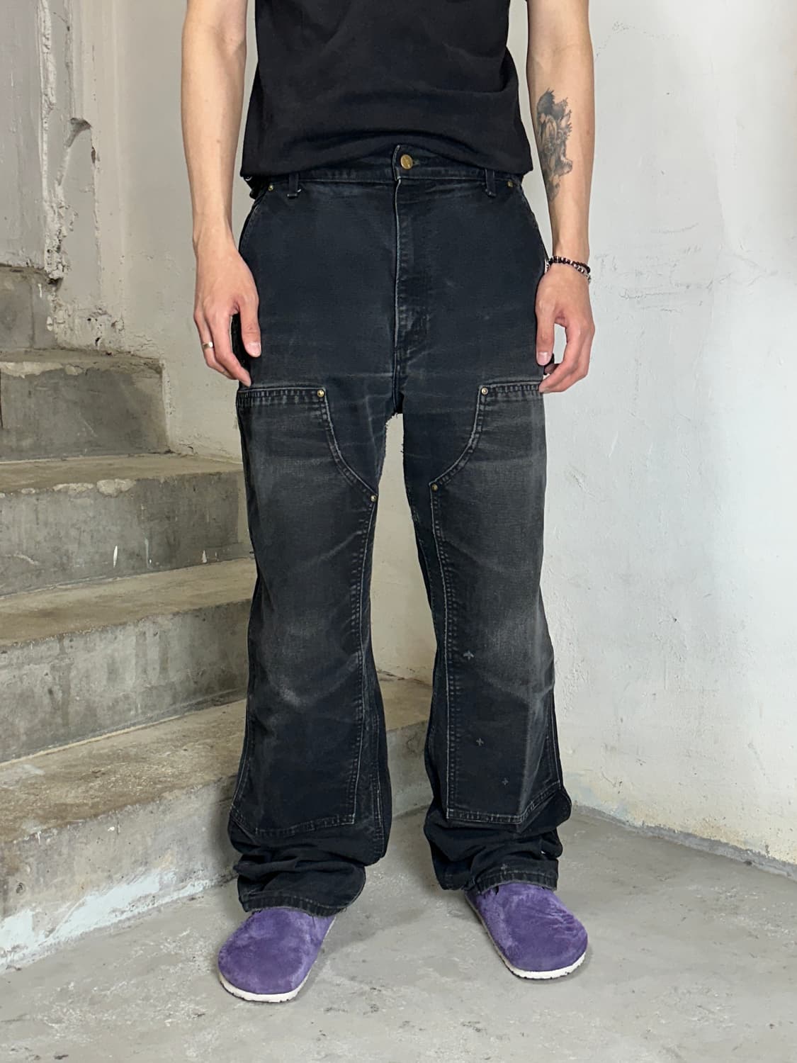 OG 칼하트 더블니 블랙 칼하트 B01 썩블니 하드페이딩 상품이미지2
