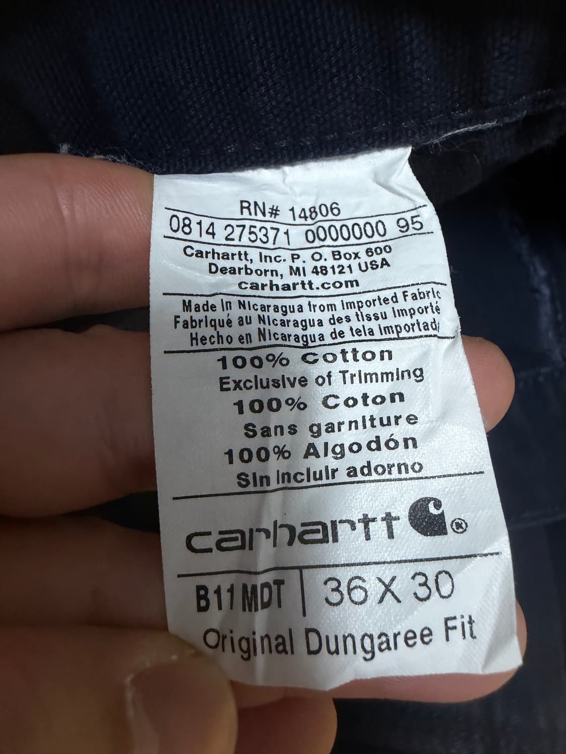 칼하트 싱글니팬츠 36x30 데드스탁급 상품이미지4
