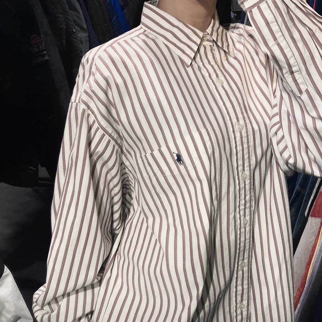 [IM]폴로 랄프로렌 섀도 스트라이프 셔츠 브라운 상품이미지6