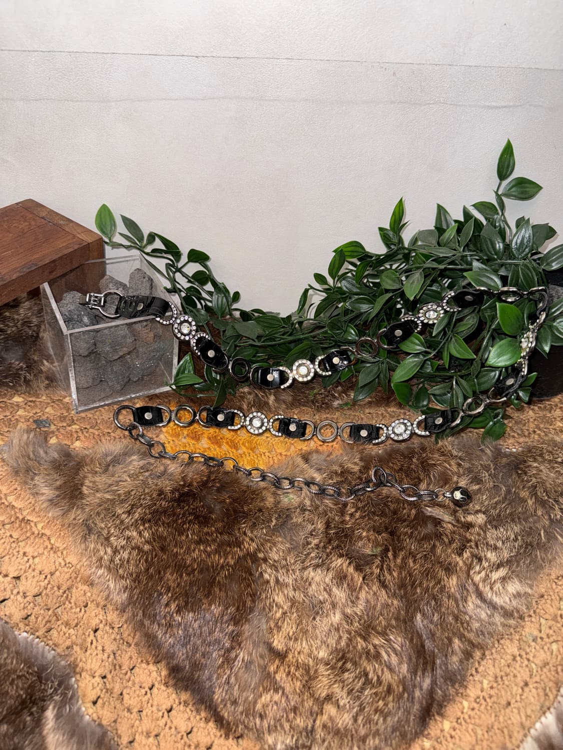 Black mini cubic chain belt 상품이미지2