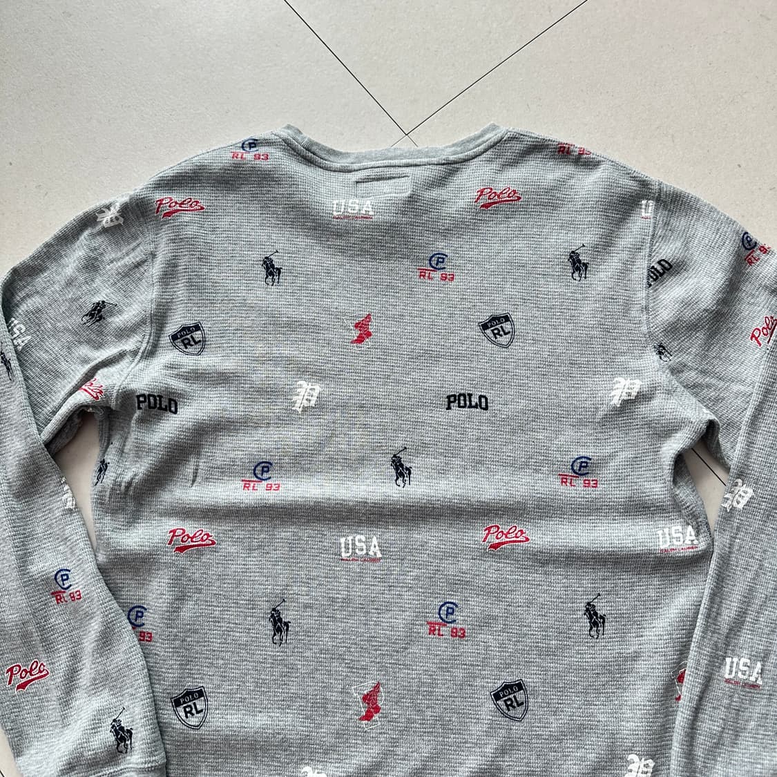 폴로 랄프로렌 올오버 로고 와플 긴팔 티셔츠 L 상품이미지8