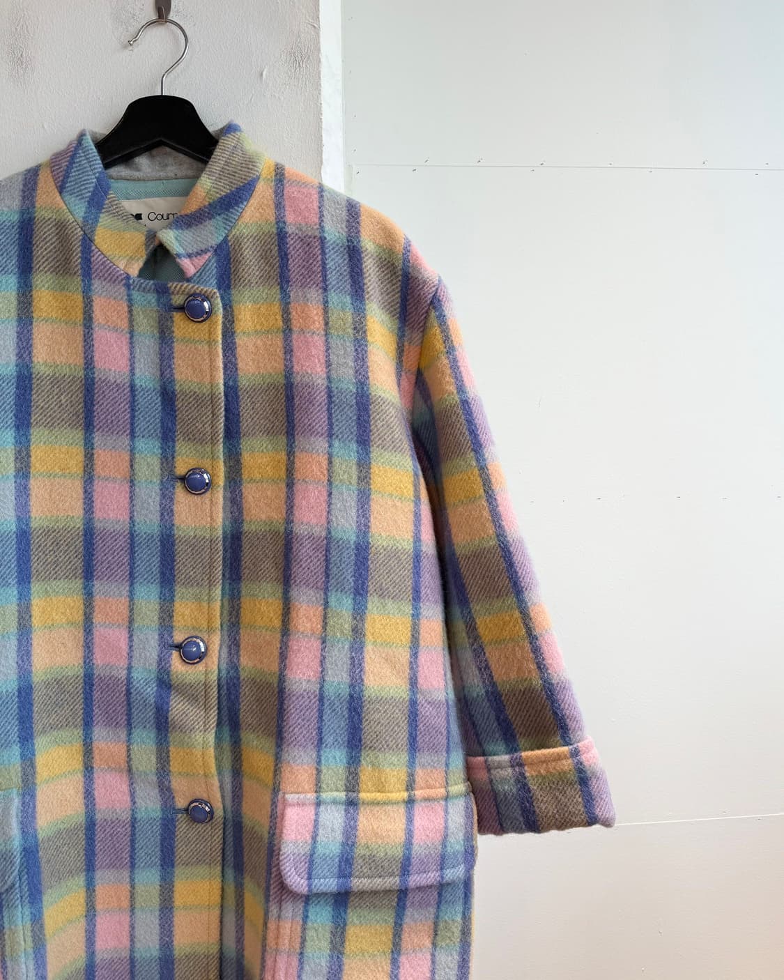 쿠레쥬 멀티컬러 체크 울 코트  상품이미지5