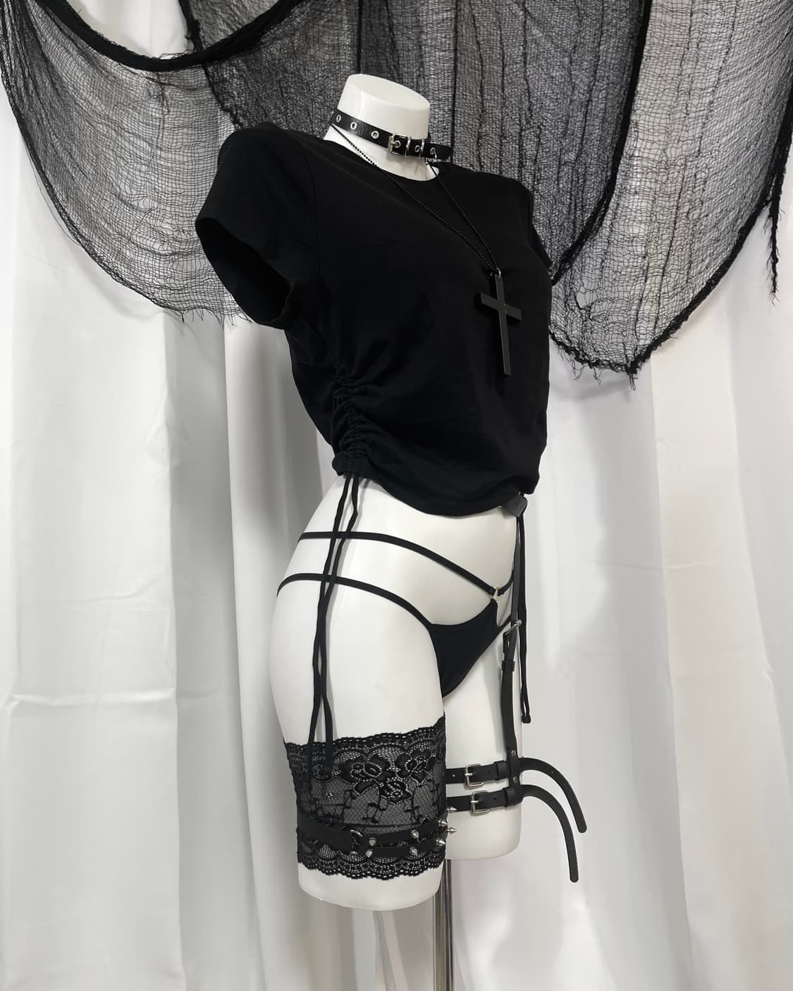 black shirring t-shirt 상품이미지1