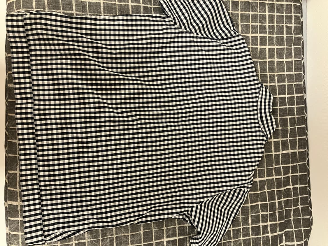 (XL) GAP 체크 반팔 집업셔츠 깅엄체크 상품이미지3