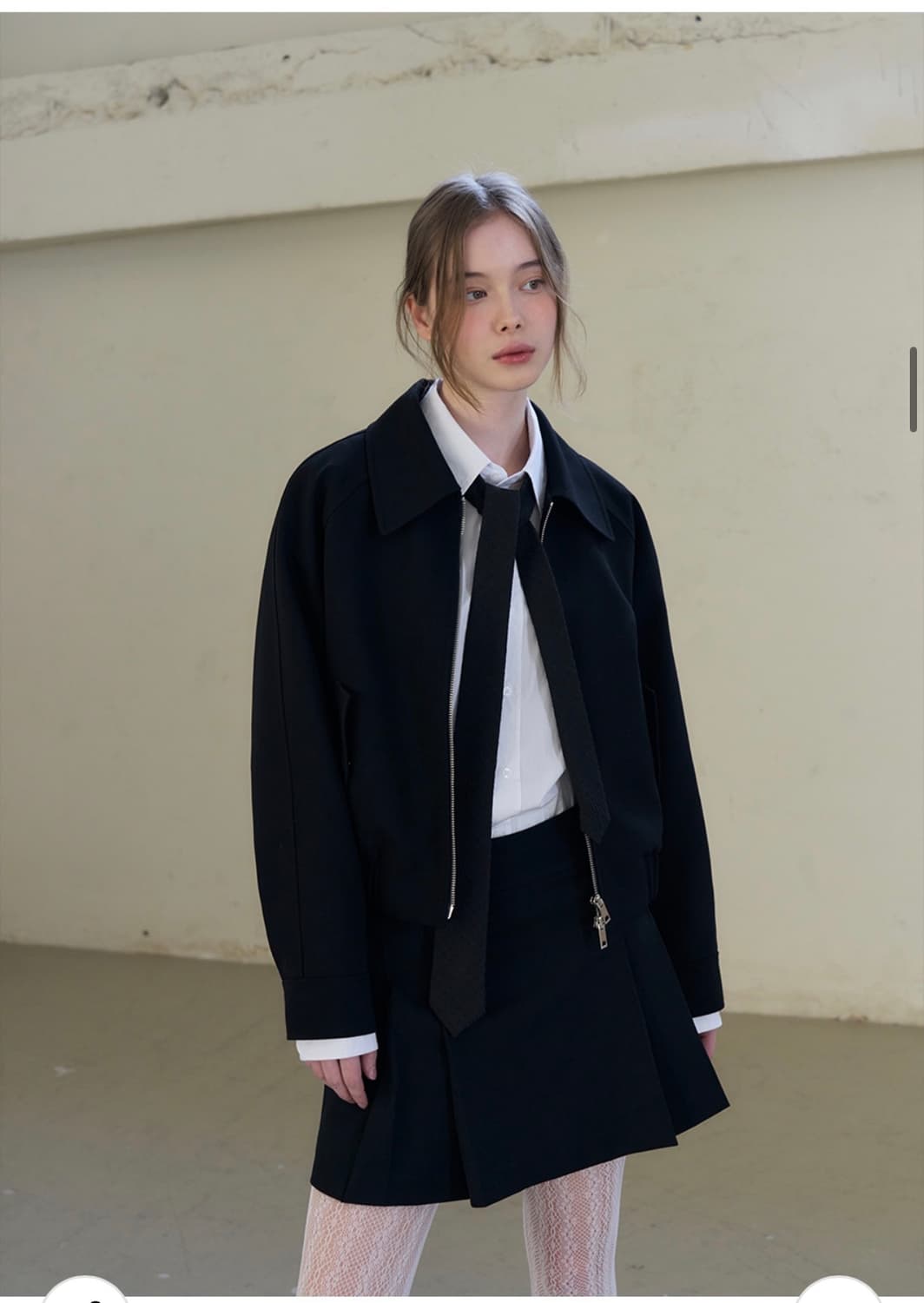 (새상품)(M) 드로우핏 우먼 울 레글런 크롭 블루종 자켓 [BLACK] 상품이미지2