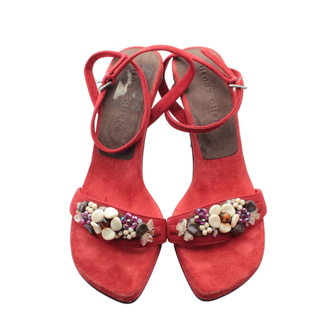 글로리 챈 레드 스웨이드 샌들 6M 상품이미지2