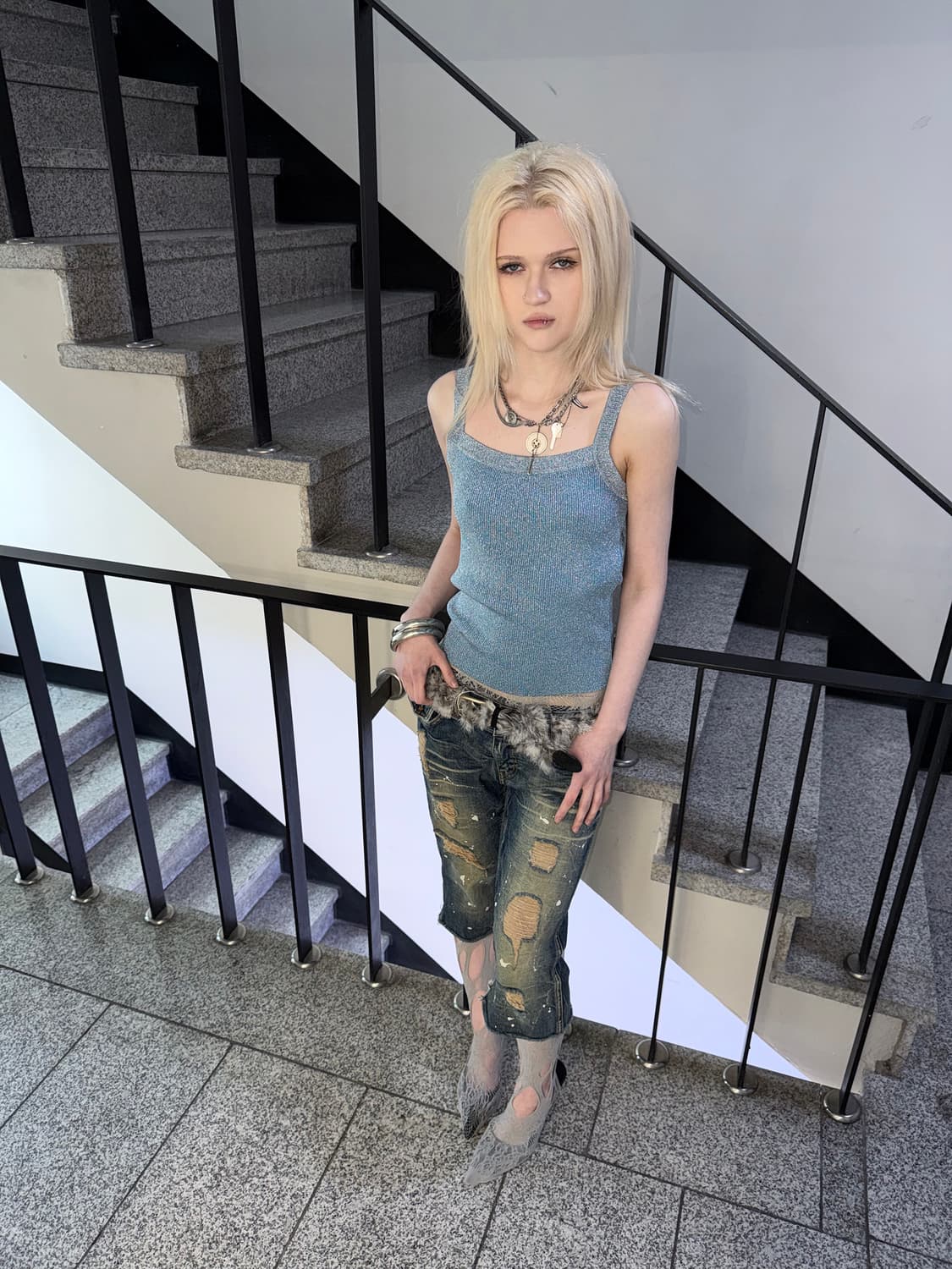 dirty washed distressed half pants 상품이미지2