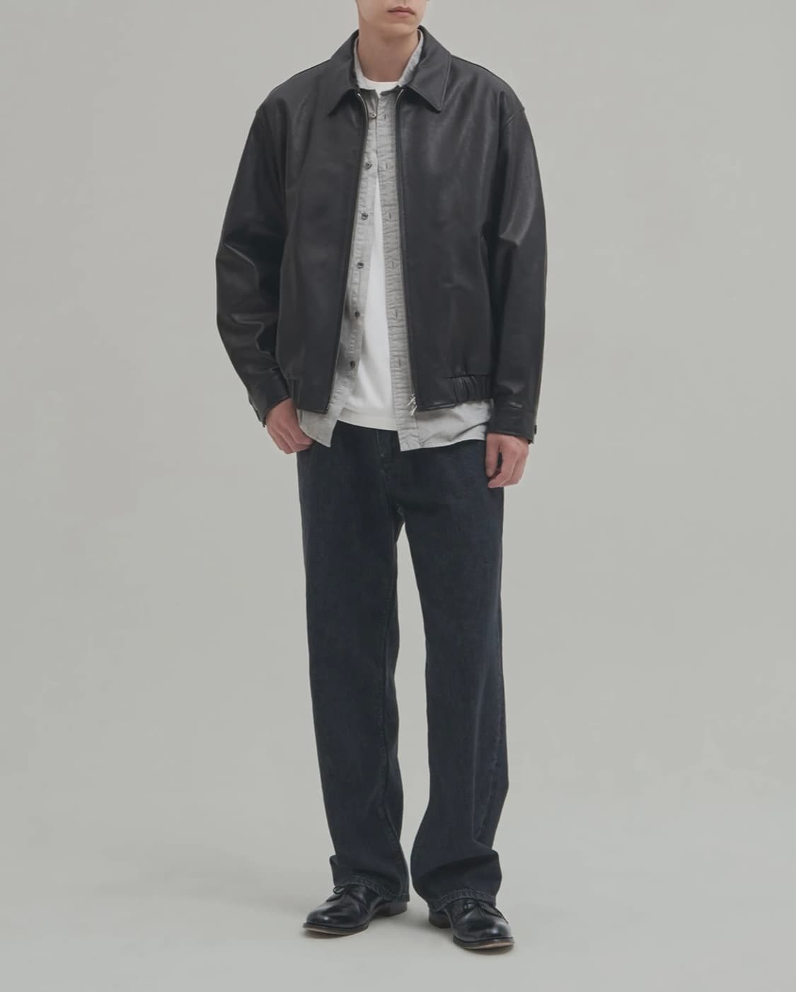 인더로우 아드리안 레더 블루종 블랙 1 상품이미지2