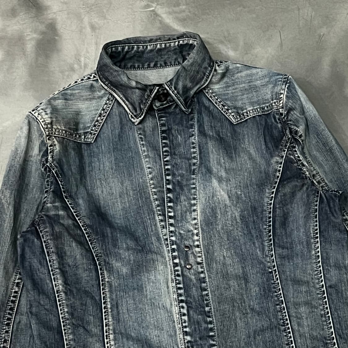  SCHLUSSEL 워시드 절개 셔츠 y15566 상품이미지3