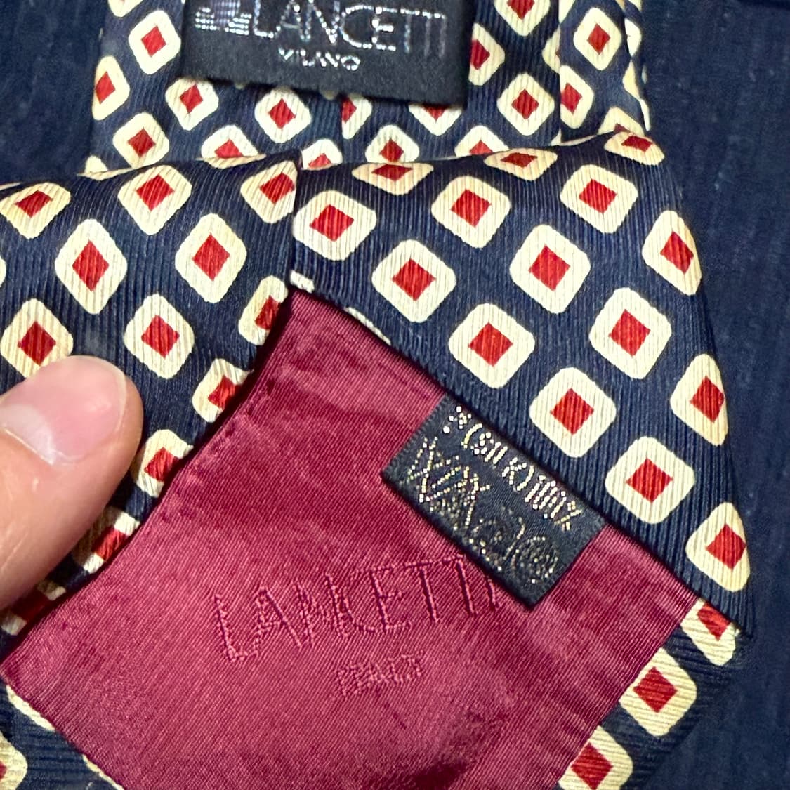 Lancetti 지오매트릭 패턴 실크 타이 상품이미지6