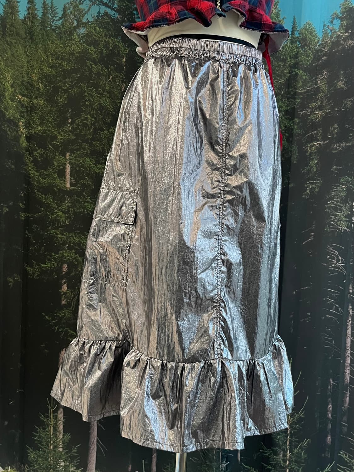 metallic black silver skirt 상품이미지8