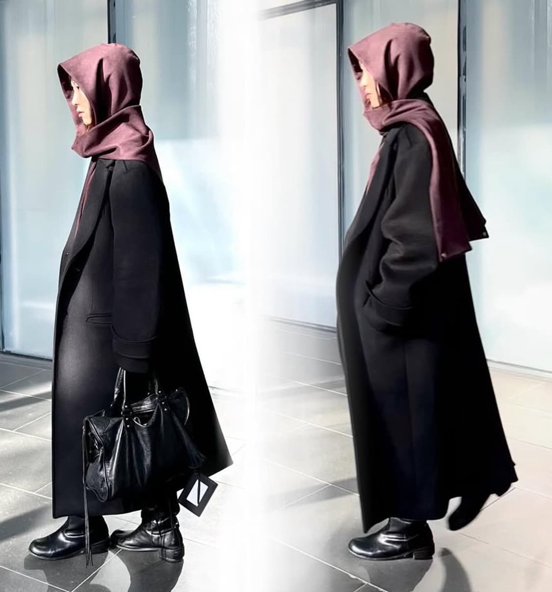 Tiles 스카프 후디 브라운 상품이미지4