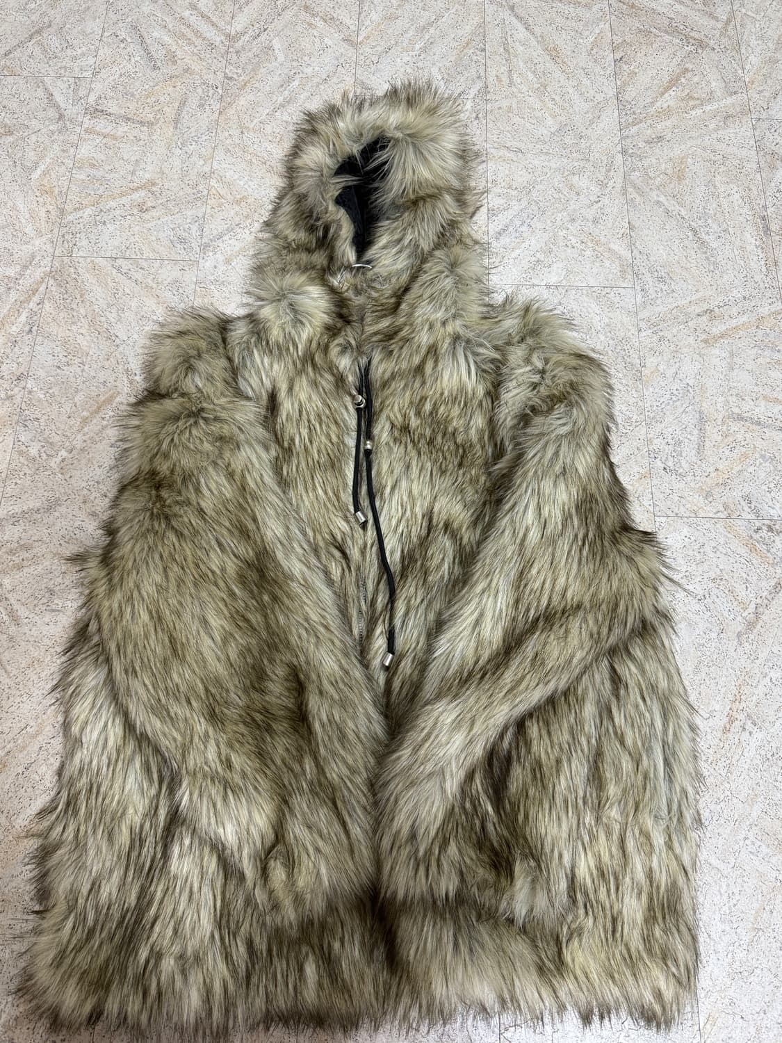 Openyy 리버시블 퍼 후드 자켓 베이지 s 상품이미지9