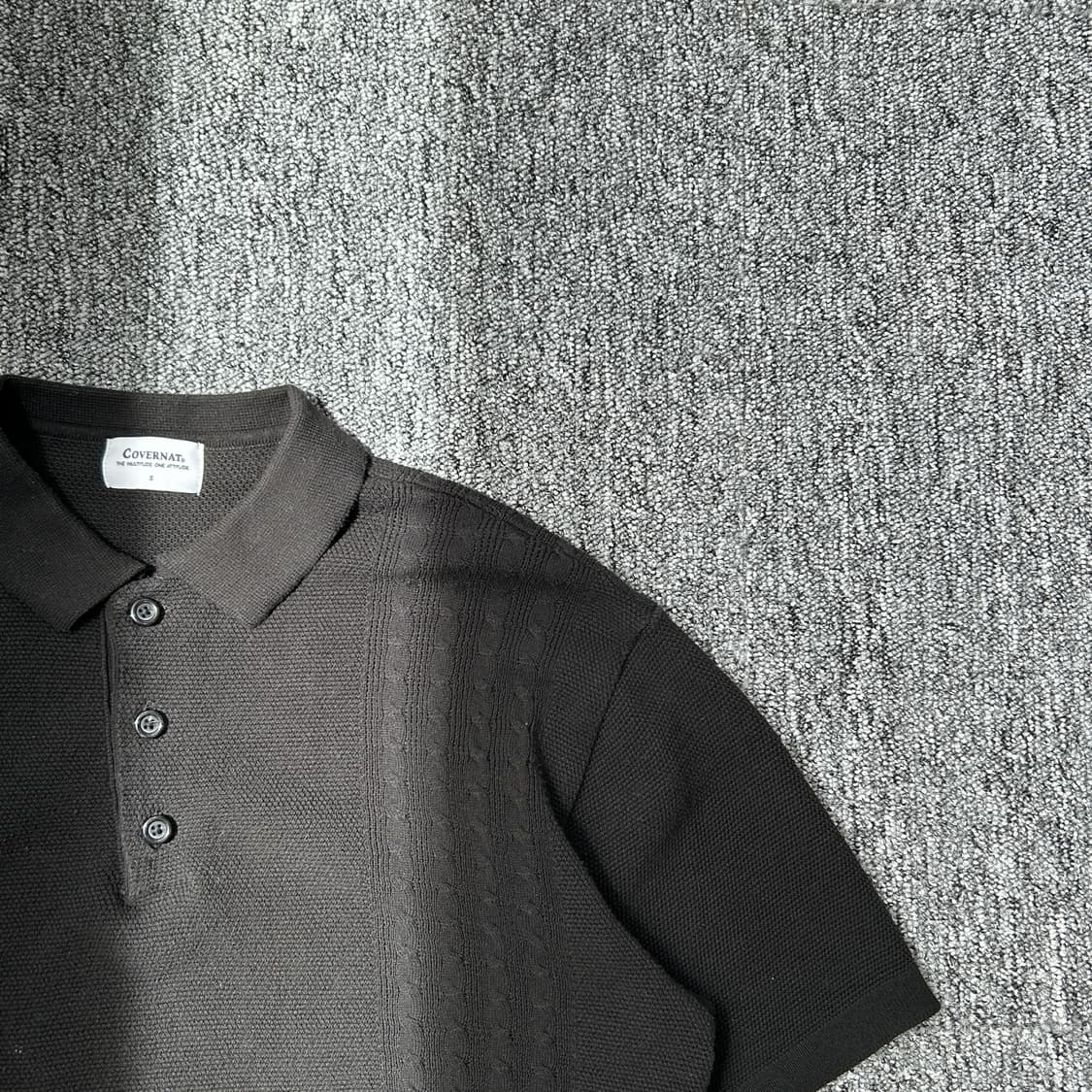 커버낫 블랙 케이블 니트 반팔 상품이미지2