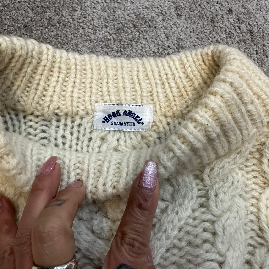 빈티지 아이보리 피셔맨 울 니트M-L 상품이미지3