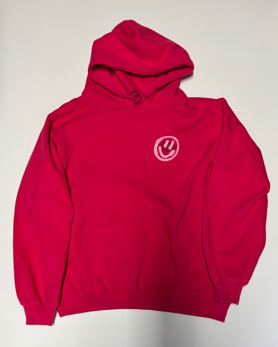 이스트쿤스트 스마일리 핫 핑크 기모 후드티 2XL~ XL 상품이미지1