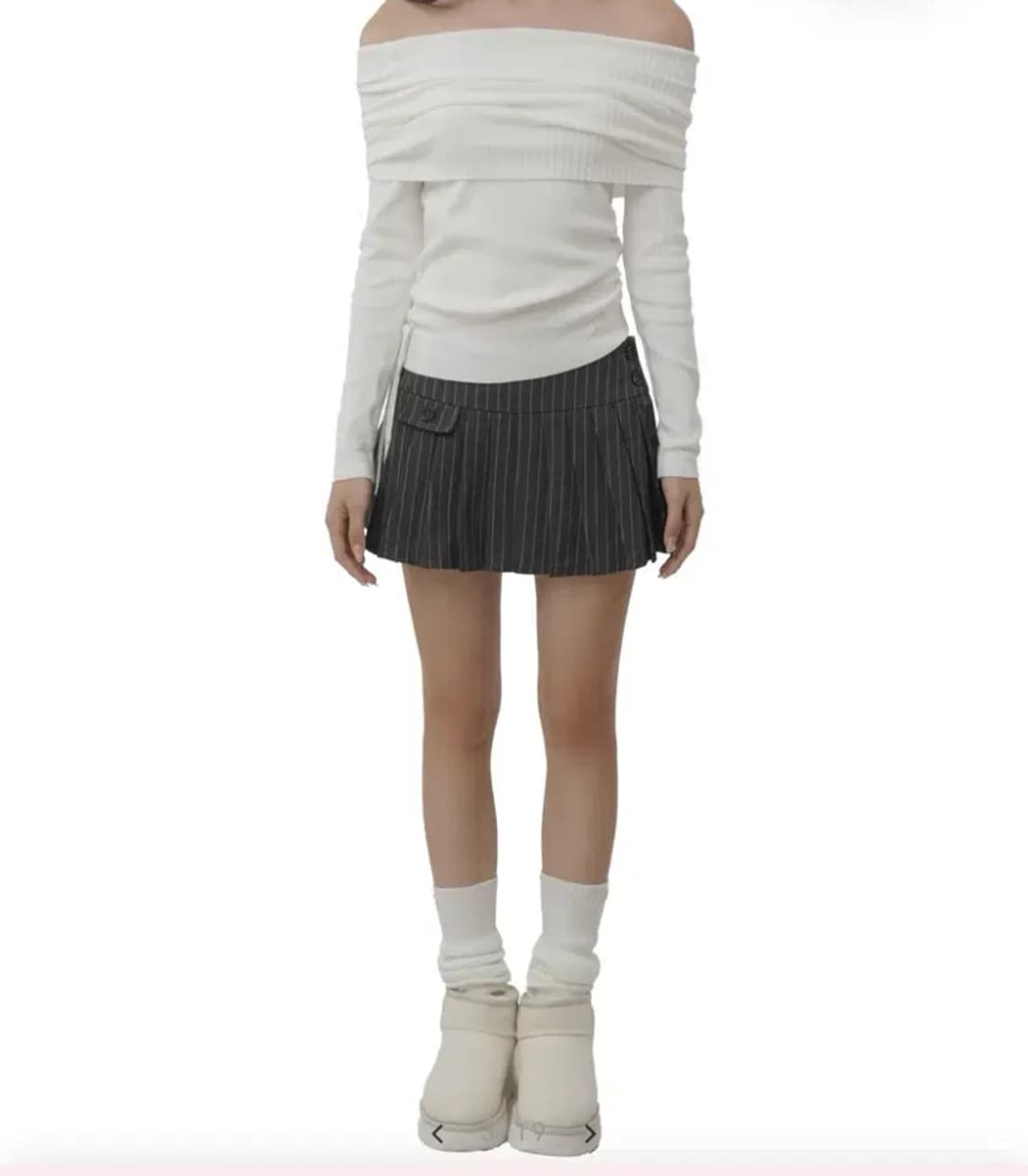 클리시어 까눌레 스커트 그레이 Canele fake pocket 쓰탐로걀 상품이미지2