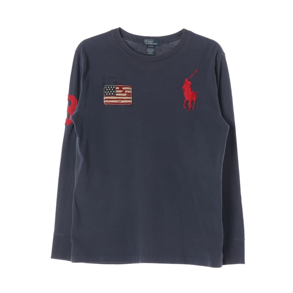 폴로 랄프로렌 빅포니 성조기 패치 롱슬리브 네이비 L 14-16 상품이미지1