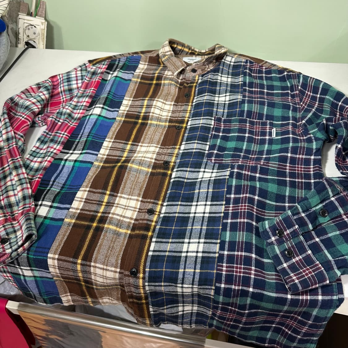 XL 에스피오나지 오버핏 원포켓 멀티체크 플란넬남방 상품이미지4