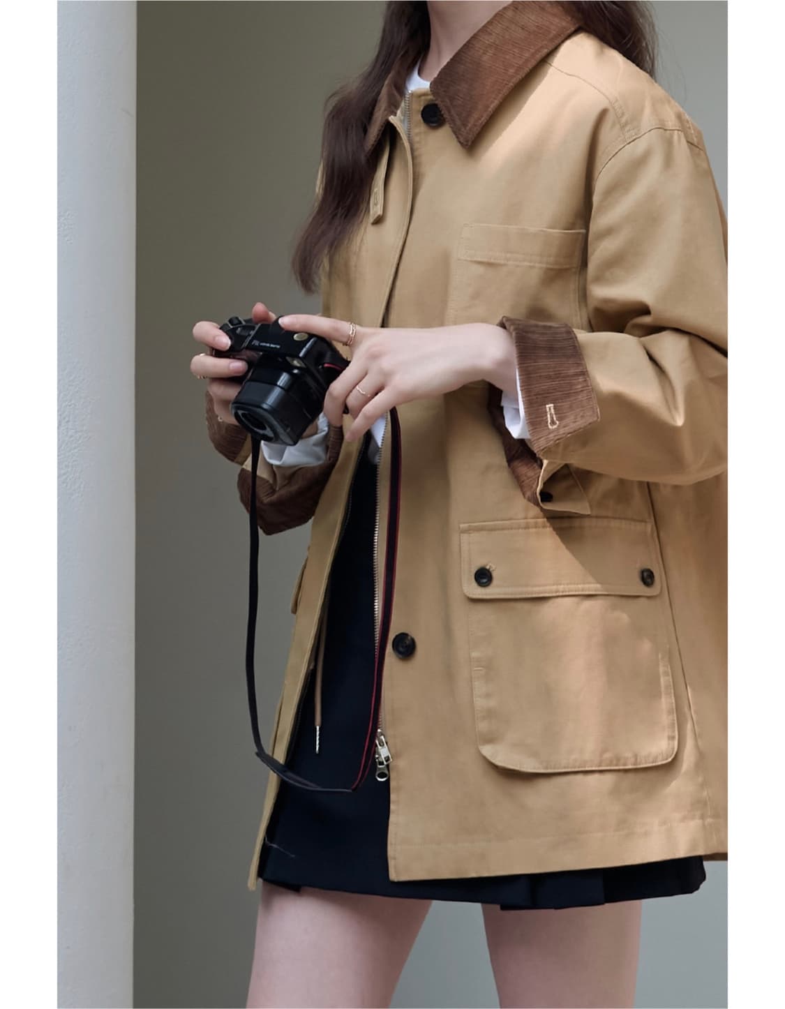 드로우핏 우먼 코튼 하프 워크 자켓 베이지 상품이미지2