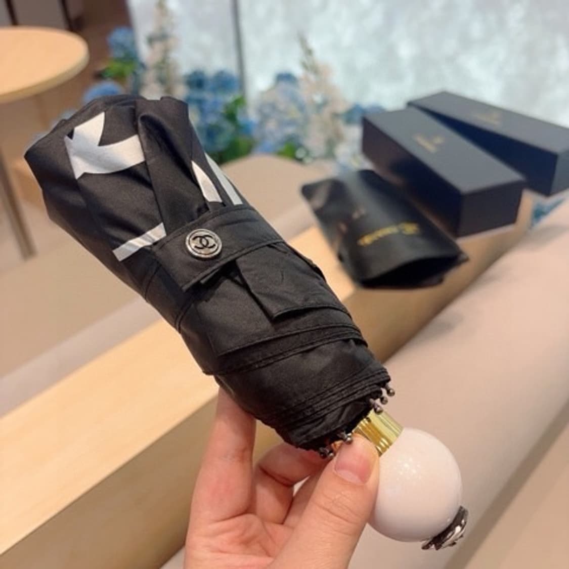 샤넬 까멜리아 장식 5단 초경량 4계절 양우산 상품이미지3