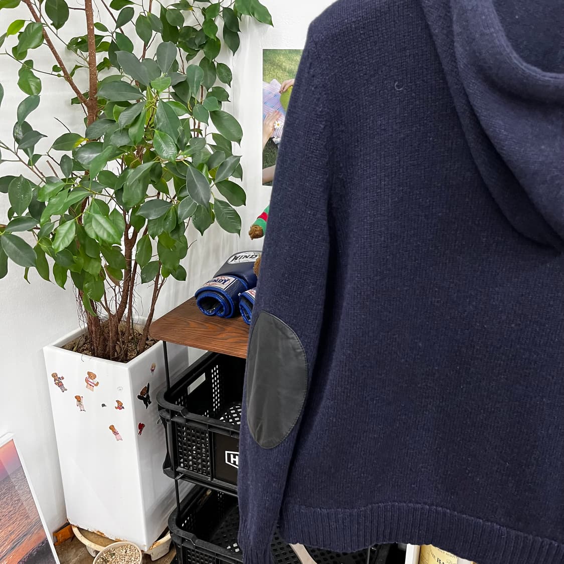 코치 엘보우 패치 후드 집업 울자켓 L 상품이미지7