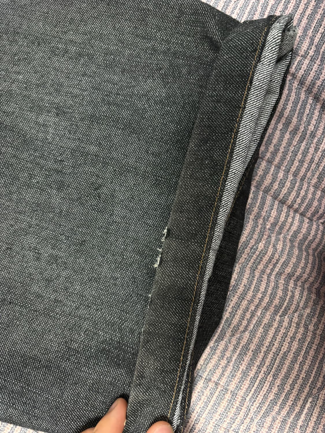 Leather Patch Denim Pants (Black) 상품이미지5