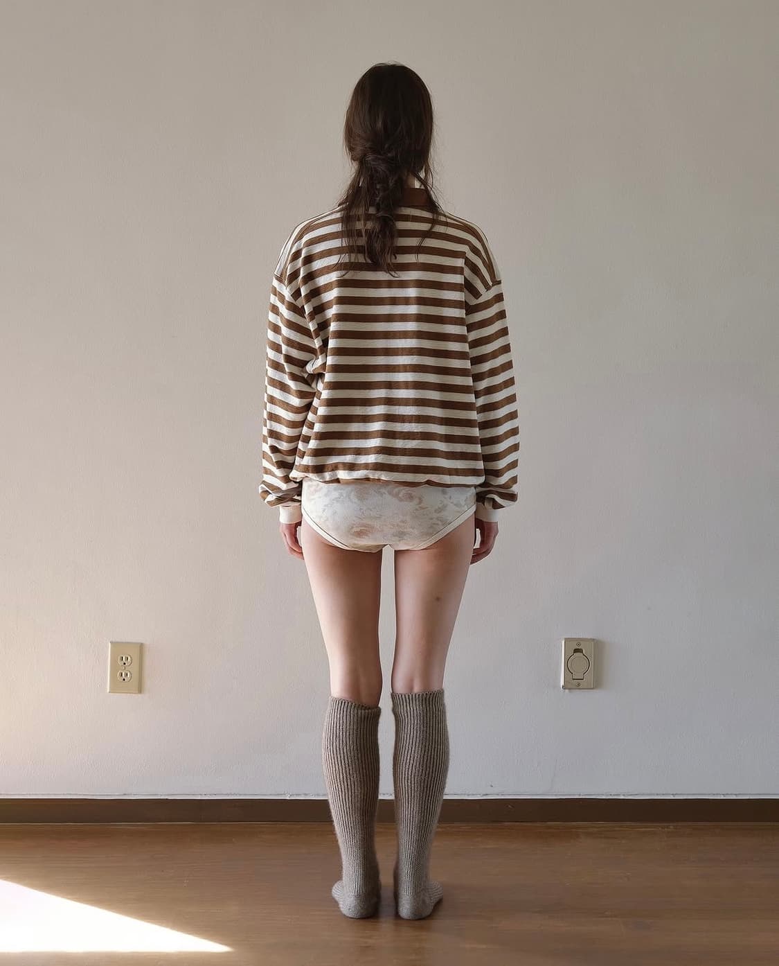 비아플레인 스트라이프 pk셔츠 브라운 상품이미지2