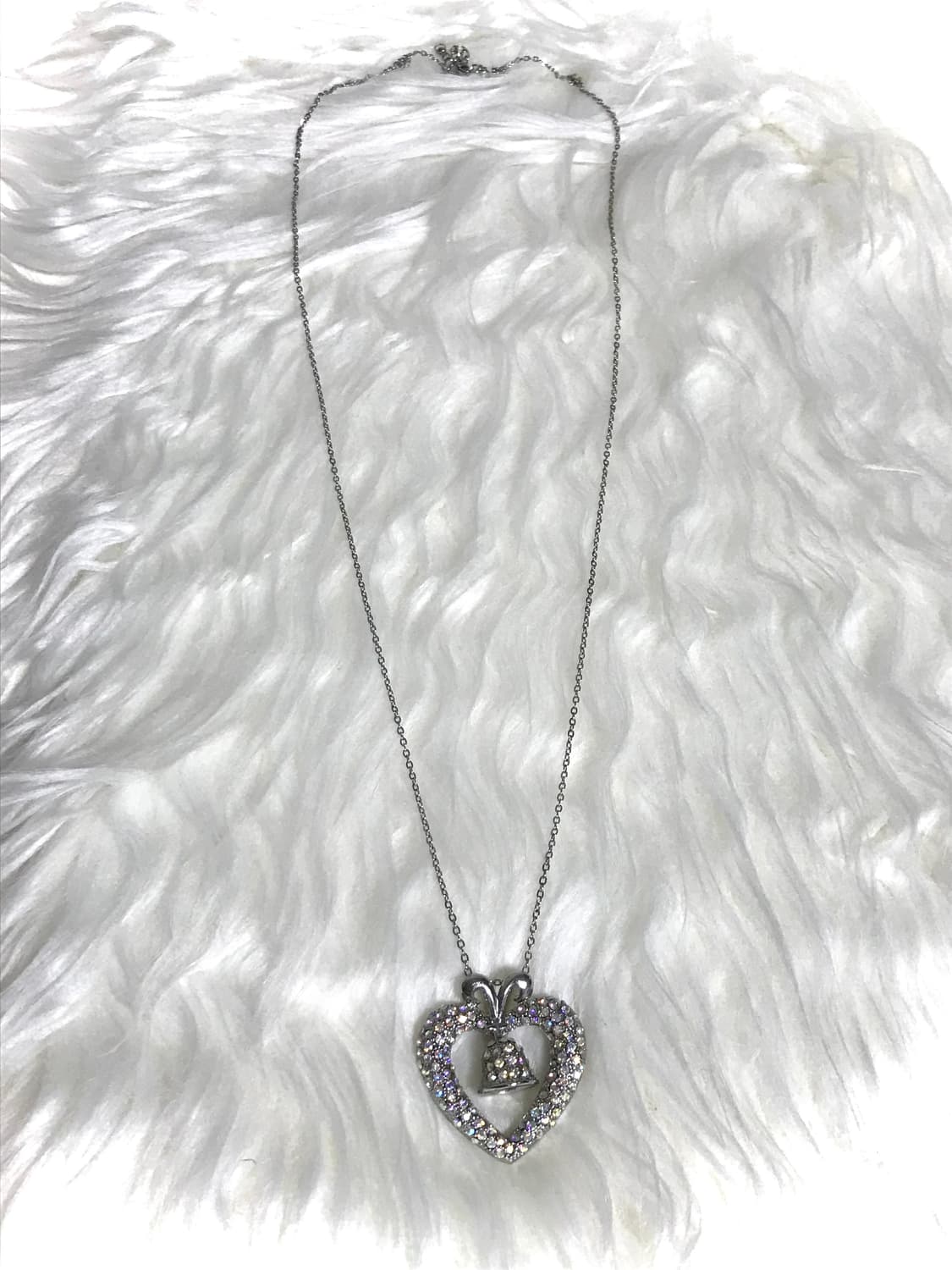 빈티지 하트 종 헤이세이 갸루 오팔 롱 드롭 써지컬스틸 체인 목걸이 상품이미지3