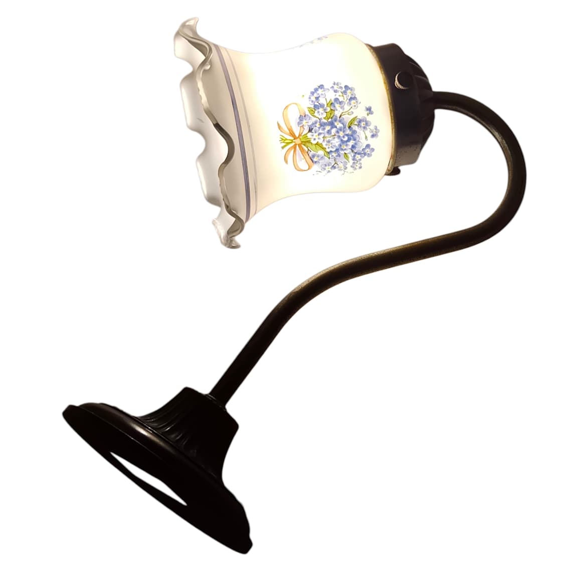 80s 밀크글라스 리본 꽃다발 엔틱 테이블 램프 상품이미지2