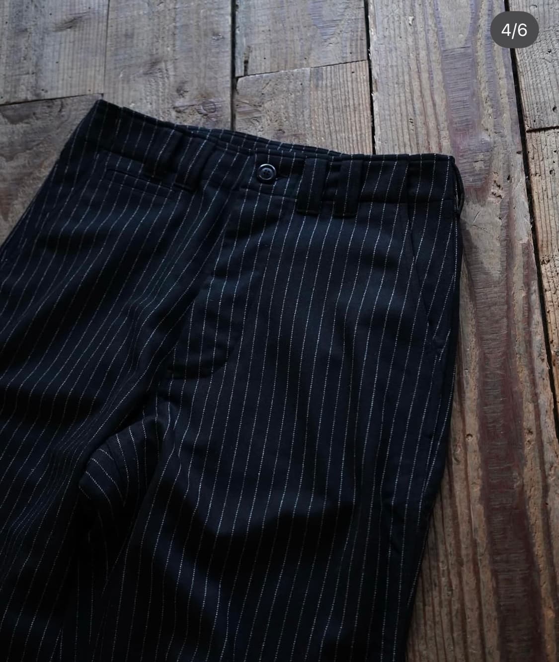 워드로브41 와이드 워크 팬츠 (울 스트라이프 블랙) L 상품이미지2