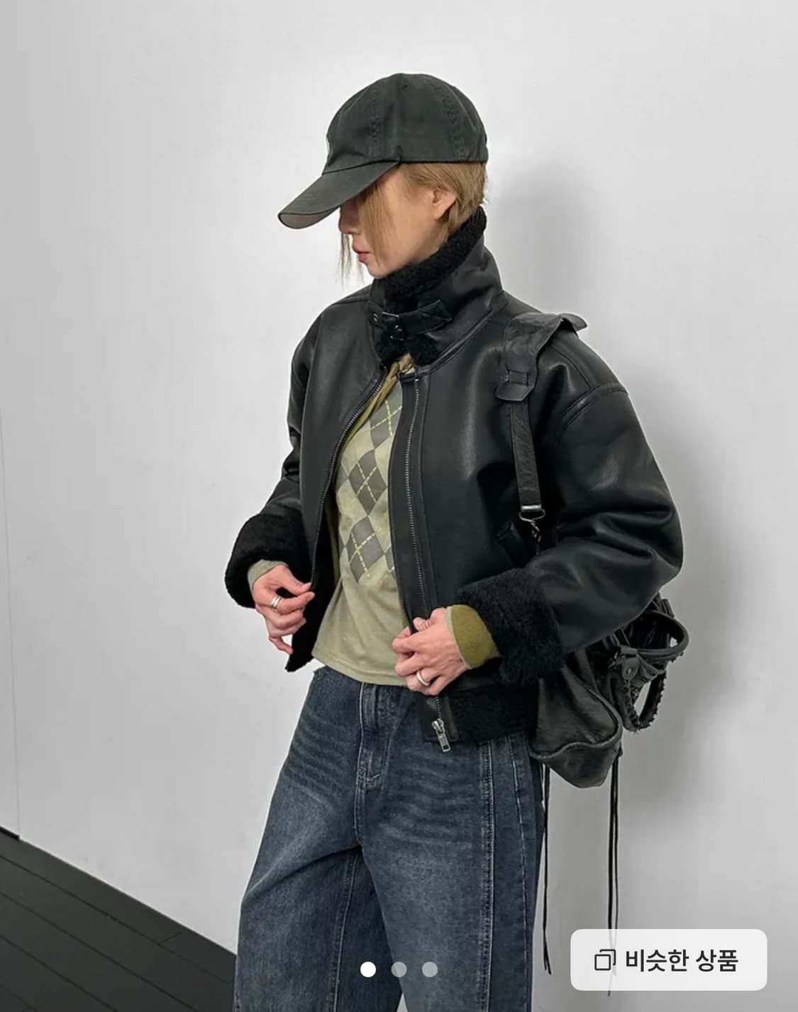 블랙업 레더 무스탕 상품이미지1