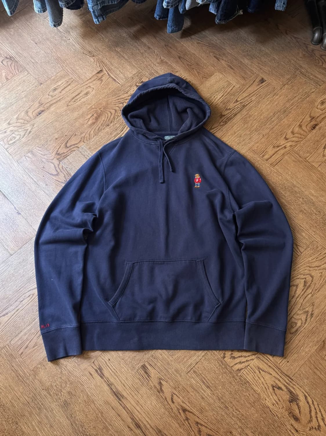 [L]폴로 랄프로렌 테디베어 로고 네이비 써멀 후드 티셔츠 상품이미지1