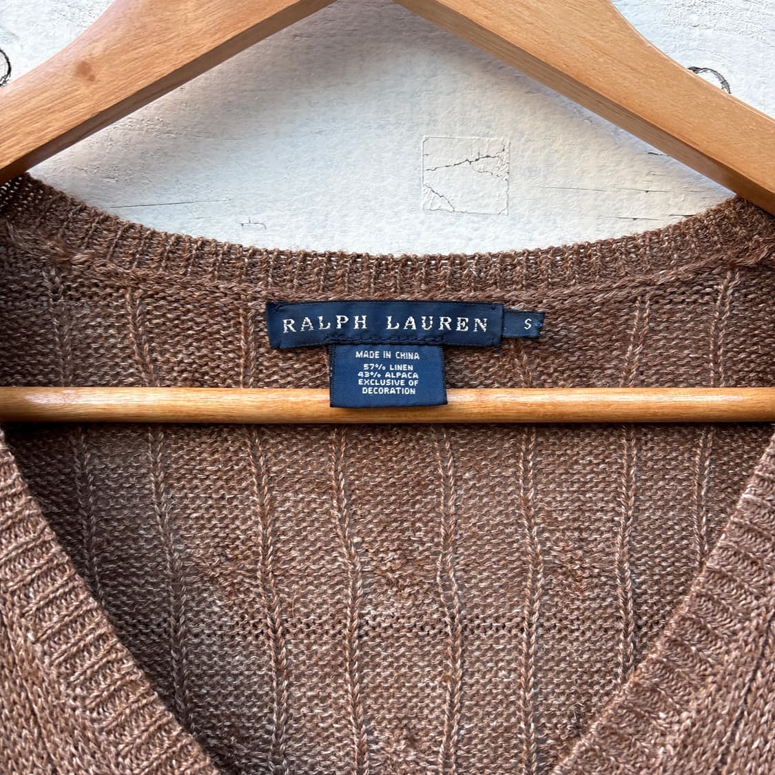 Polo 폴로 린넨 케이블 꽈배기 브이넥 니트 상품이미지4