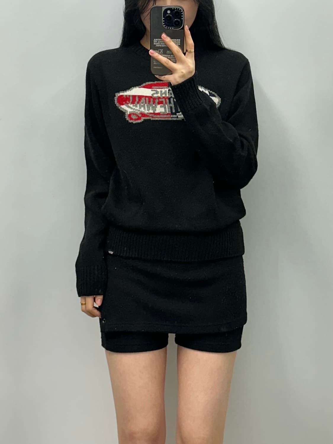 반스 성조기 빅로고 블랙 니트 상품이미지1