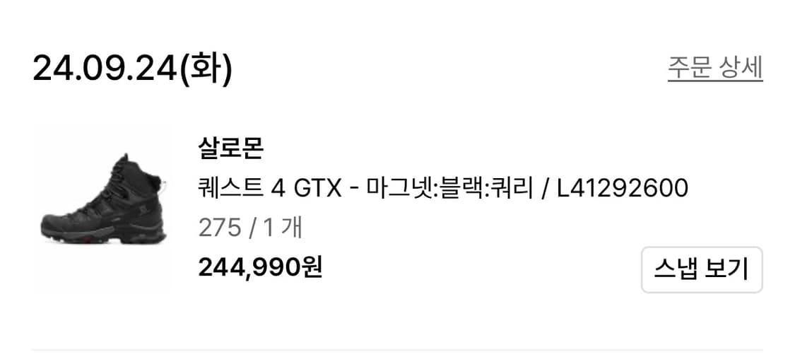 살로몬 퀘스트4 GTX 등산화 275 정품 상품이미지5