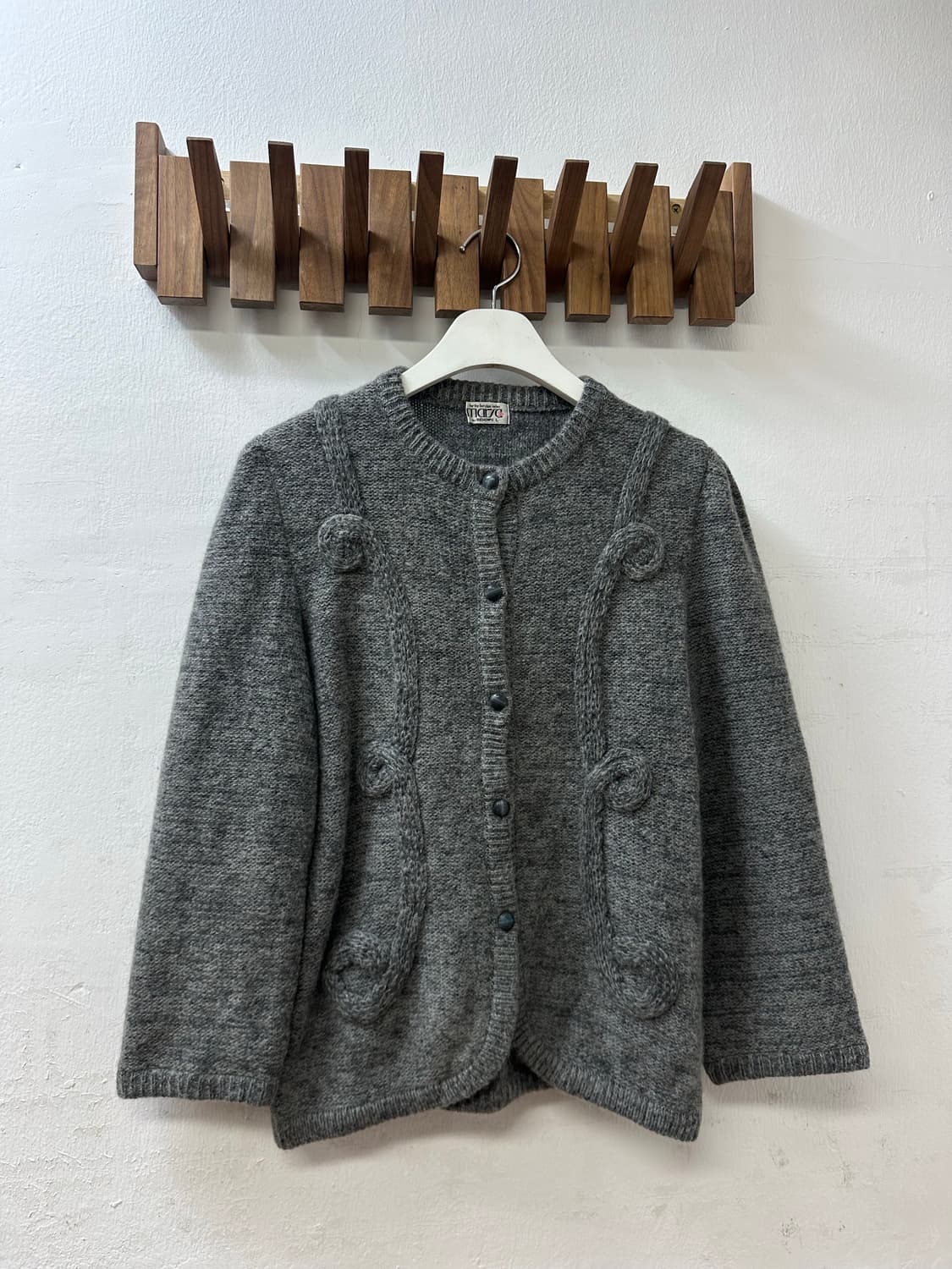 일본빈티지 입체 모티브 그레이 스웨터 가디건 니트 상품이미지4