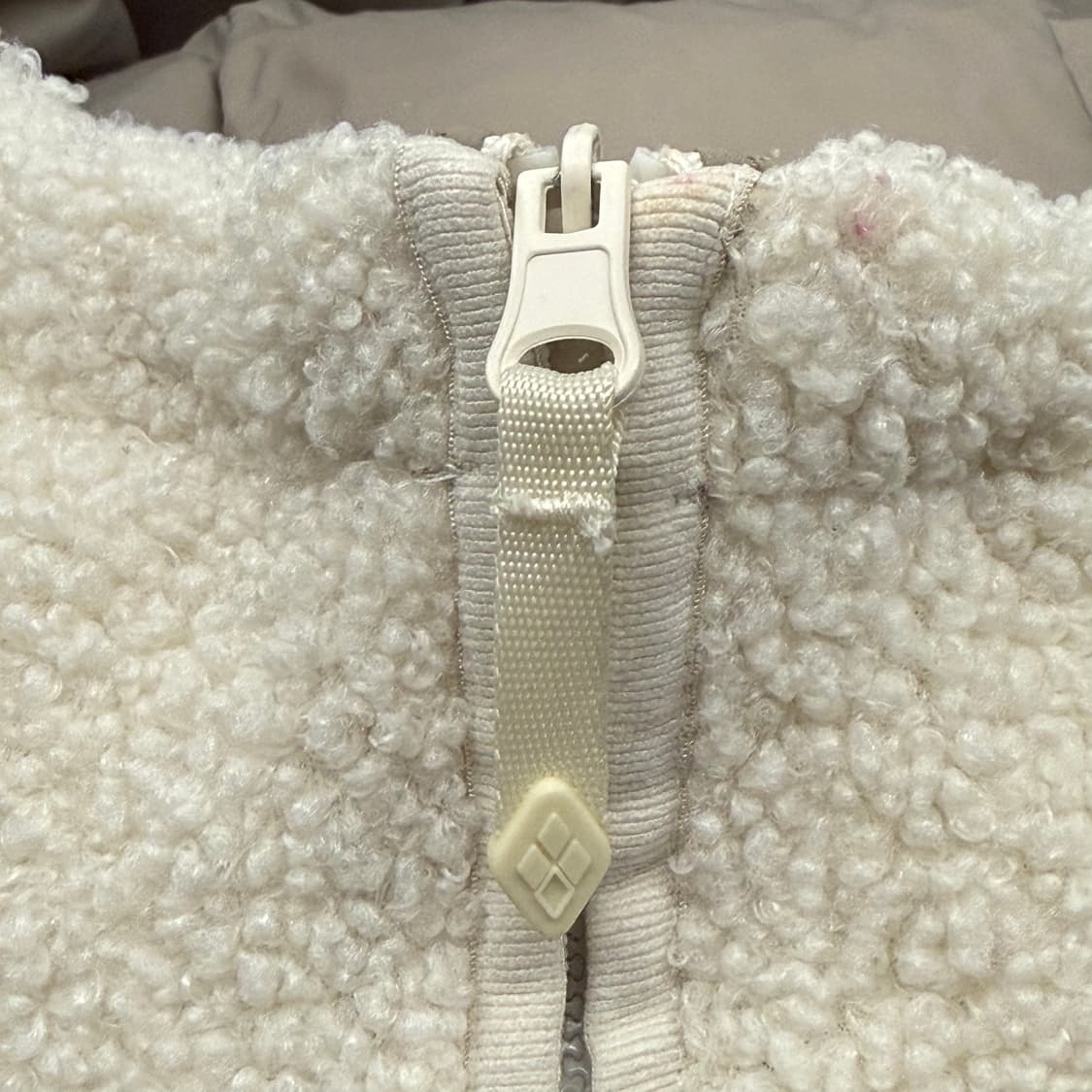 [정품/L] 몽벨 후드 패딩 자켓 베이지 아이보리 후리스 양면 b14 상품이미지9