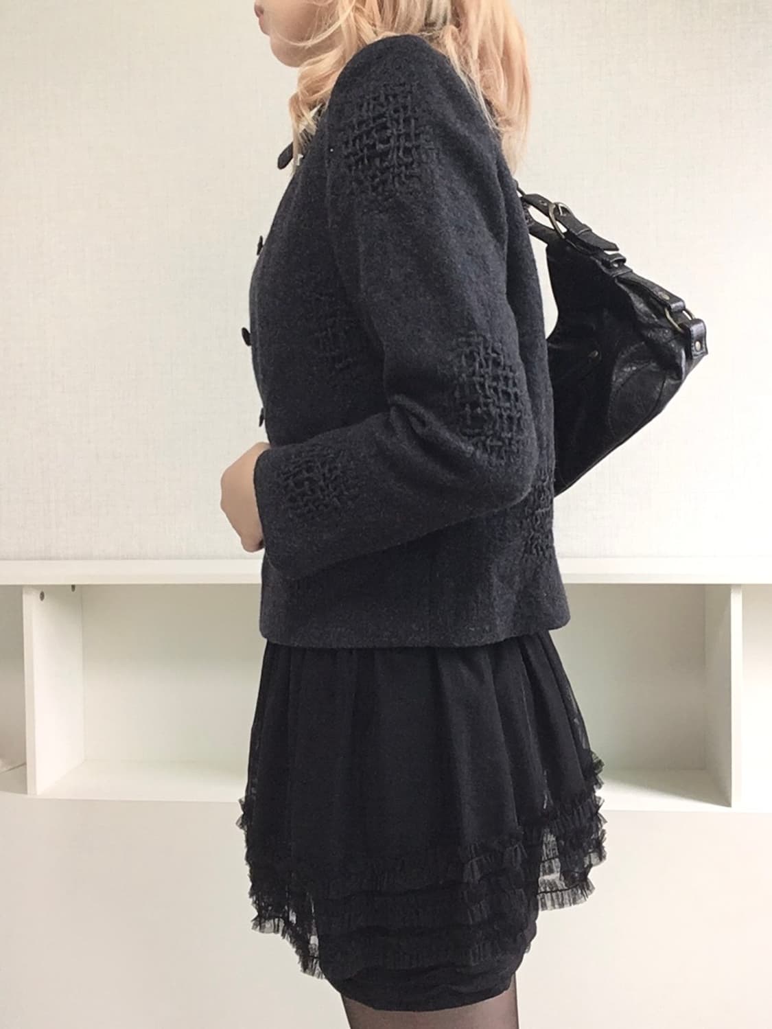 jpn vintage charcoal wool jacket 상품이미지4