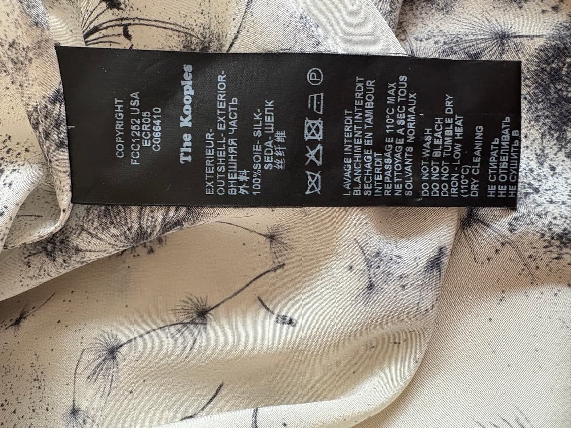 더 쿠플스 패턴 실크 100% 블라우스 xs 상품이미지3